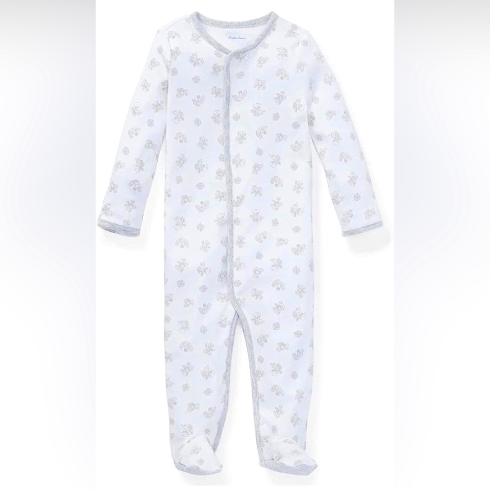 Polo Ralph Lauren Baby Boys Printed Cotton Footed Coverall Neutral